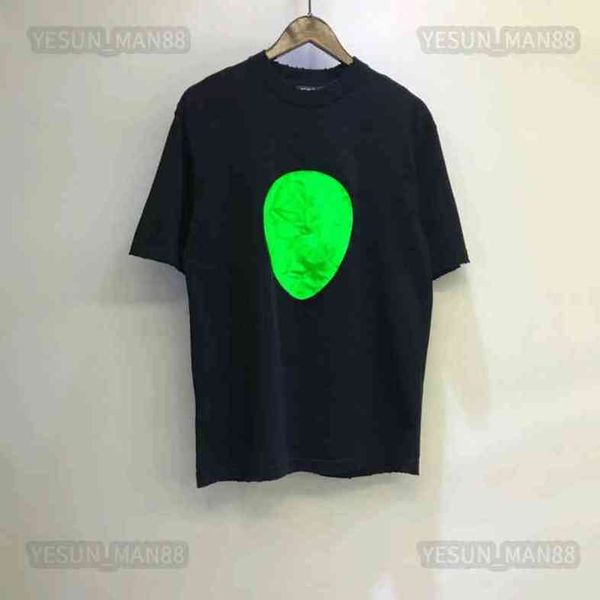 

european designe luxury summer classic aliens printed t shirt mens and womens couple loose short sve various styl 22ss, White;black