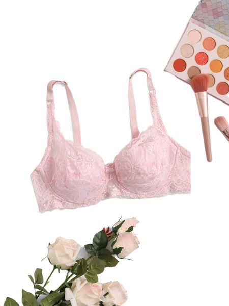

floral lace underwire bra 25xh#, Black;red