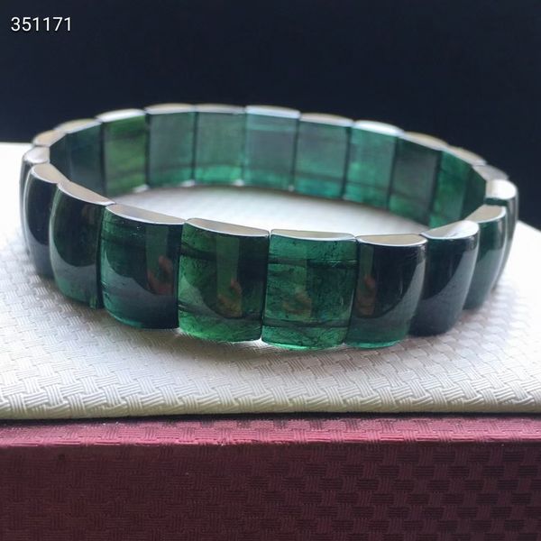 

natural blue tourmaline clear rectangle beads bracelet 12/9mm rare blue tourmaline quartz women men jewelry aaaaaa, Silver