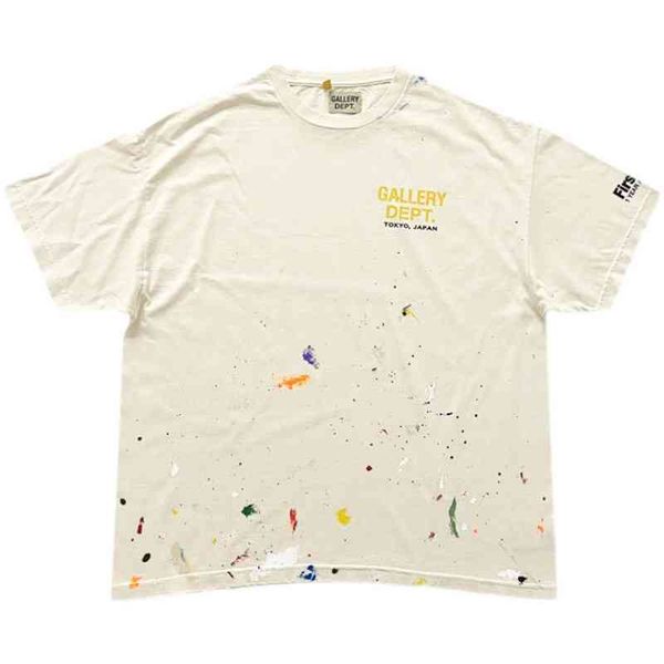 

shirt gallerydepts designer tokyo gary dept splash print limited loose casual vintage fashion short sleeve t-shirt men's summer cotton, White;black