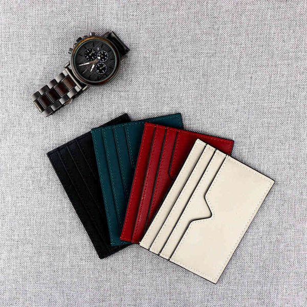 

simple fashion open rfid card package two layers of colorful leather oil edge card cover can be added 220625, Red;black