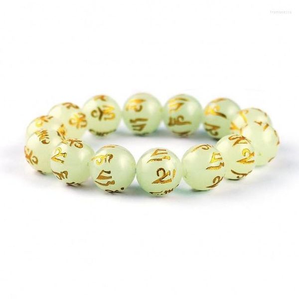 Fios de miçangas pulseiras luminosas de pedra para homens e mulheres om mala contas de pulseira sortuda de mão tibetana budismo jóias trum22