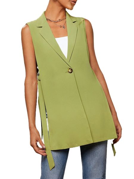 

single button slit side vest blazer w5q0#, White