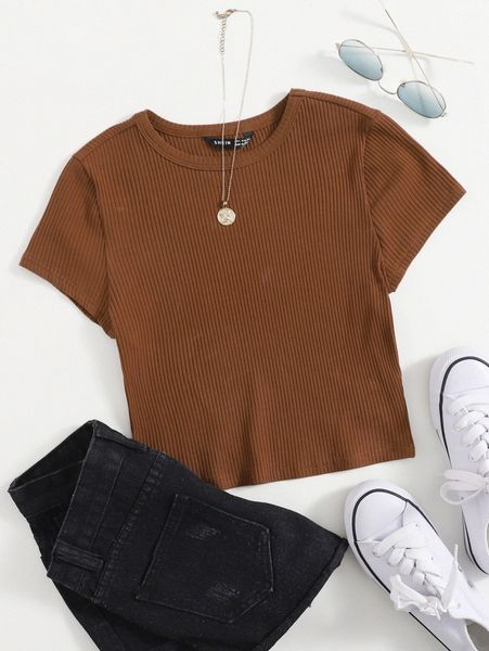 

rib-knit solid tee 06mh#, White