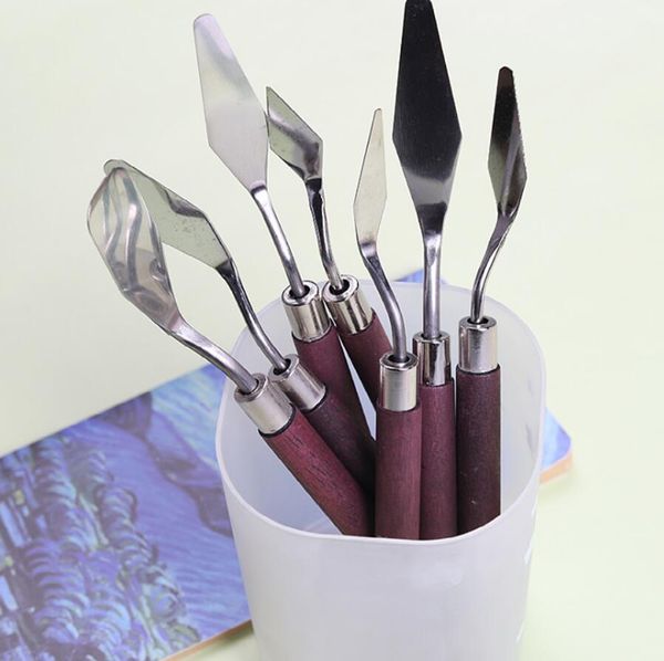 7pcs/set paslanmaz çelik yağlı boya bıçak bıçakları sanatçı el sanatları spatula palet bıçağı karıştırma bıçağı kazıyıcı sanat araçları