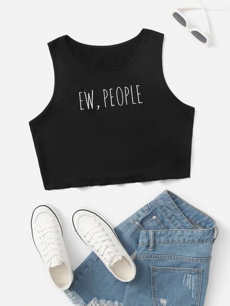 

plus letter graphic crop tank l0fq#, Black