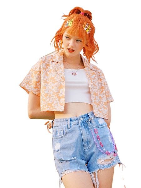 

romwe y2k revival button front crop blouse without tee q2tc#, White