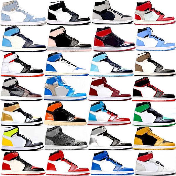 

1 sport basketball shoes woman man sneakers 1s designer unc shadow og hyper royal dark mocha bred patent university court purple bordeaux, Black