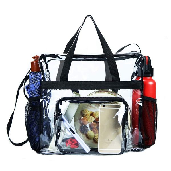 

luxury designer bags pvc transparent handbag travel clear bag stadium approved crossbody messenger shoulder bag with adjustable strap for co