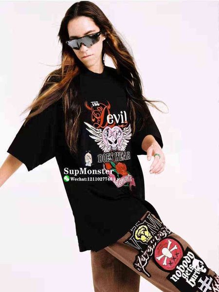 

trend 2022 new fashion summer style 7 billion people in the world loose printing half sleeve t shirt t220728, White;black
