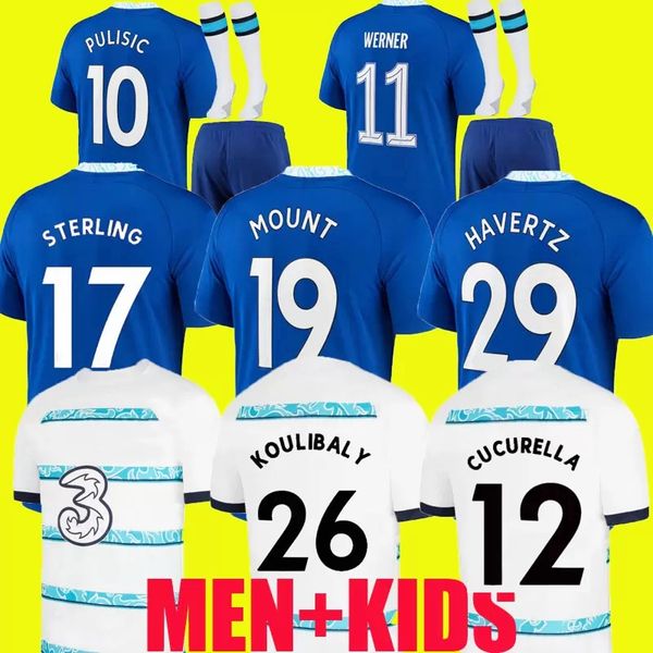 

22 23 cfc sterling soccer jerseys pulisic cucurella havertz mount ziyech chilwell 2022 2023 football shirt men kids kit werner kits koulibal, Black;yellow