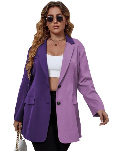 

plus two tone button through blazer w5xv#, Black