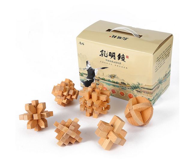 Teaser do cérebro de bola mágica por atacado Toy de montagem intelectual para crianças presentes de madeira 3D Puzzle Games Kong Ming Luban Lock Atividade Toys
