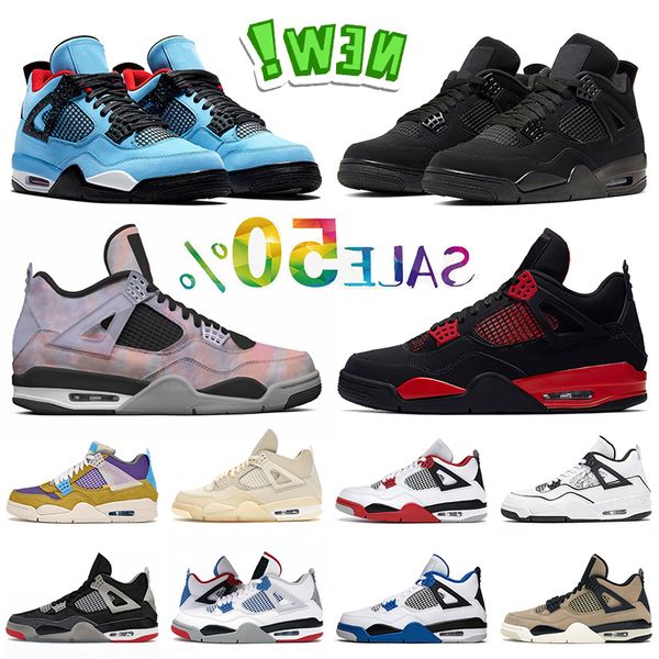 

4 4s black cat basketball shoes jumpman og sneakers red thunder sail zen master bred mushroom purple metallic desert moss mens women high
