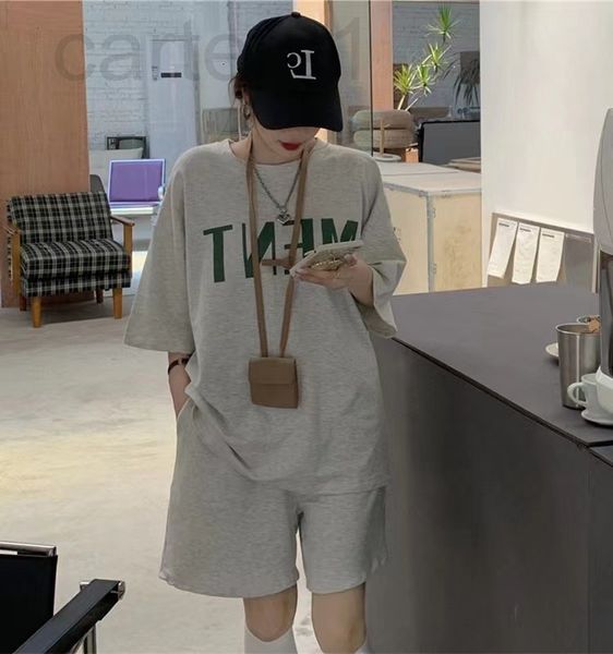 

women's tracksuits designer casual sportswear female summer student loose short sleeve korean version small man lazy style two-piece tl, Gray