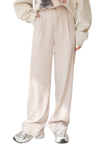

dazy slant pocket fold pleated pants l7de#, Black;white