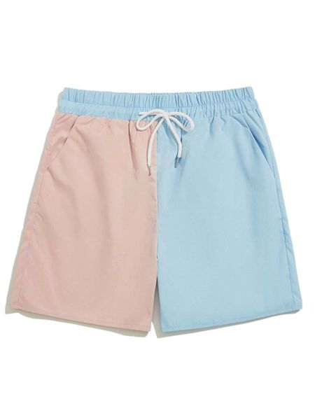 

romwe guys colorblock drawstring shorts o2xc#, White;black
