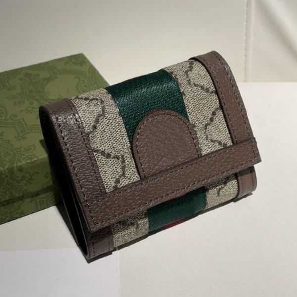 

canvas collage double fold wallet wallets classic retro designer women's mini flower stripe card bag change key bag, Red;black
