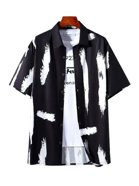 

men random brush print shirt without tee d1kw#, White;black
