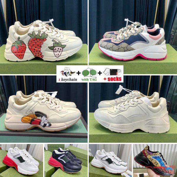 

designer rhyton shoes 35 colors men sneaker classic luxury chaussures women shoe fashion cat stamp mouth eye tiger print sneakers wave sneak