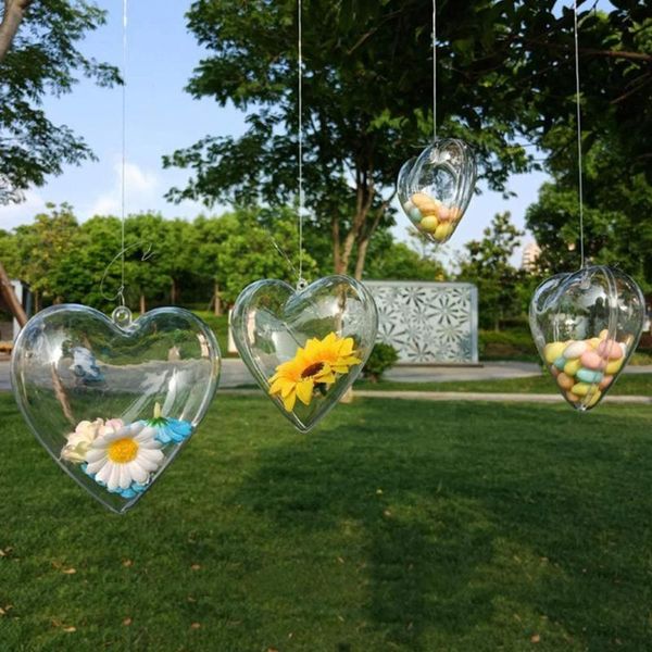 Decoração de festa 5pcs forma de coração transparente bola de plástico transparente artesanato para casamento e3a0party