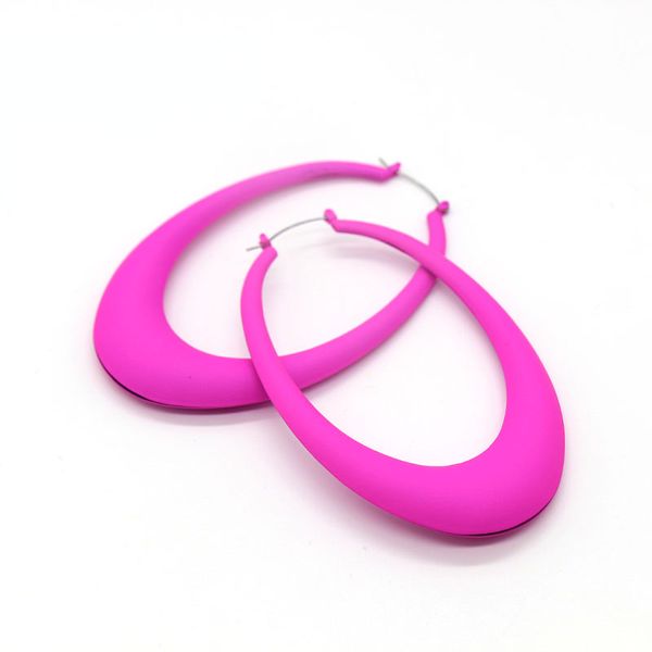 

charm creative original niche design exaggerated oval graphic solid color rubber lacquer earrings iron material purple, Golden