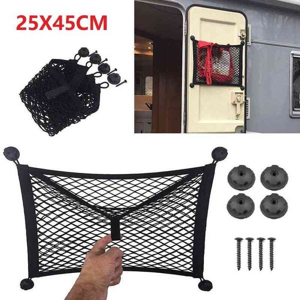 

2pc 25*45cm car cargo organizer storage elastic mesh net holder 4-hooks parts for caravan for cargo van for magazines y220414