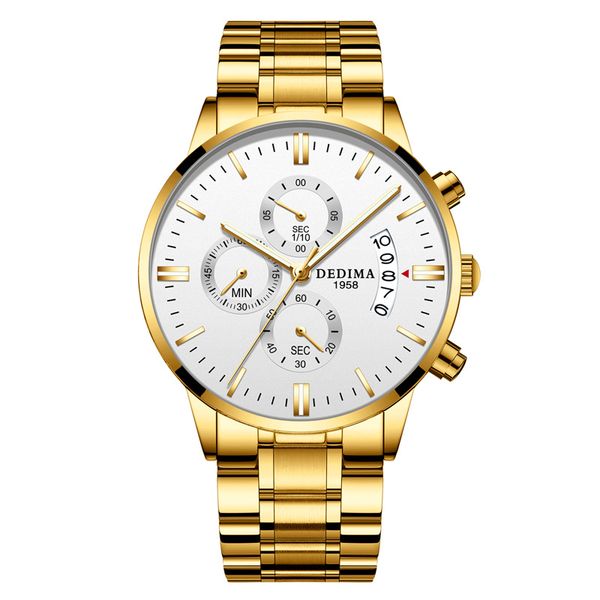 

2022 gold watch brand luxury men watches waterproof quartz wristwatch relogio masculino business man watch gift d1, Slivery;brown