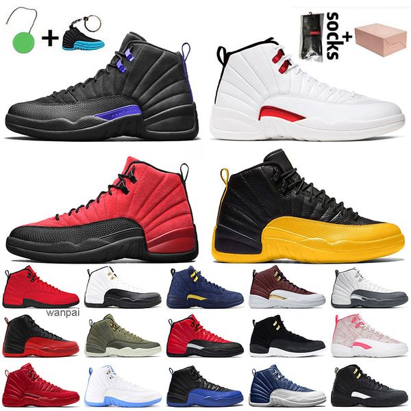 

jumpman 12 12s with box mens women basketball shoes dark concord twist reverse flu game university gold arctic punch womens sports traines j