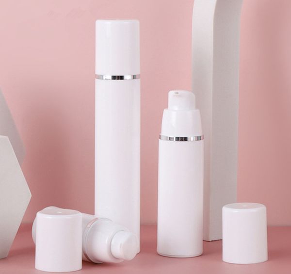 

empty 15ml cosmetic bottle round white vacuum bottles refillable lotion cream packing container