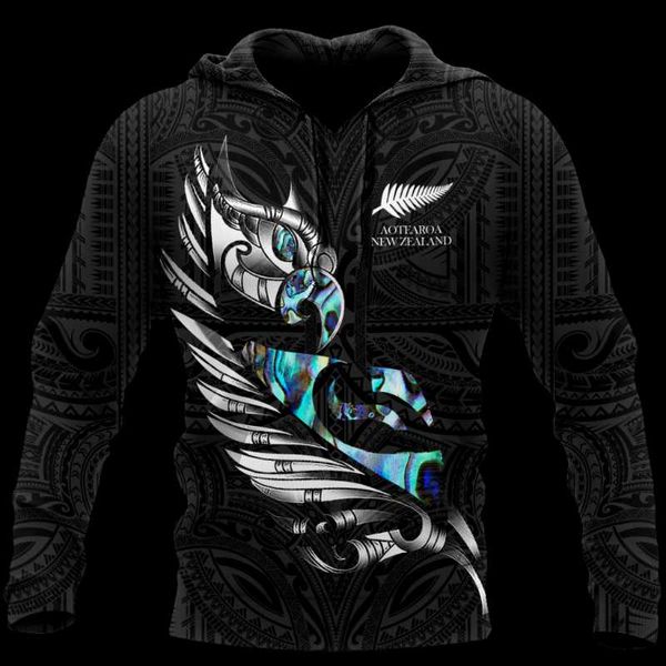 Herren Hoodies Sweatshirts Fern Wing Manaia 3D-Druck Unisex Frühling Hoodie Bequemer Reißverschluss Streetwear Sport Pullover Übergroßes Harajuku Top