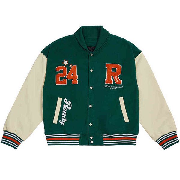 

vintage baseball jacket men women oversized bomber jacket 2021 letter embroidery casual varsity jacket high street coat t220728, Black;brown