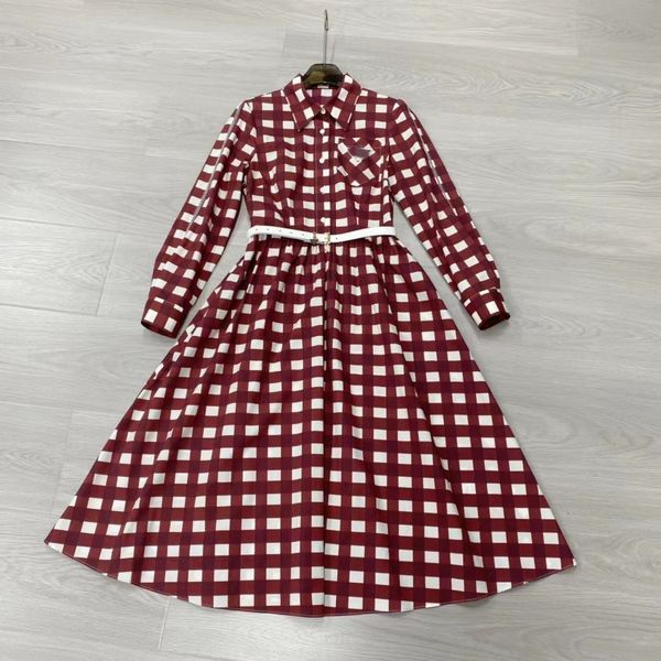 

milan runway dress 2022 autumn lapel neck short sleeve fashion designer dresses brand same style dress 0706-07, Black;pink