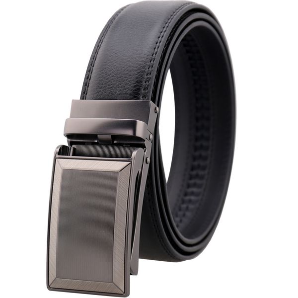 

fashion real leather men belt luxury mens automatic buckle designer black belts 110-130cm strap, Black;brown