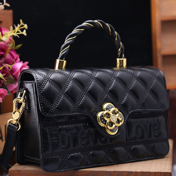 

genuine leather women's bag new fashion letter embroidery horizontal square handbag casual shoulder messenger bag