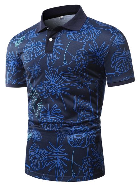 

men tropical print contrast collar polo shirt o8yn#, White;black