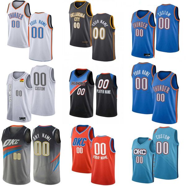 

75th custom men women youth oklahoma''city thunder''7 darius bazley 12 lindy waters iii 15 derrick favors 11 theo maledo, Black;red