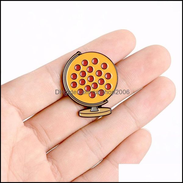 

pins brooches jewelry pizza globe enamel pin custom tellurian for shirt lapel bag creative badge funny food gift kids friends drop delivery, Gray