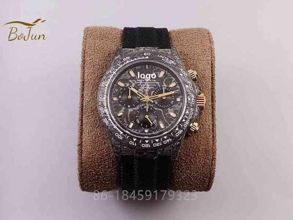 

custom classic watch 904l steel size 40mm eta 7750 movement luxury chronograph carbon fiber, Slivery;brown