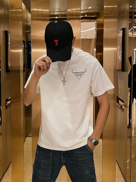 

women's t-shirt designer spring and summer fashion br p family triangular letter printing casual loose round neck short sleeve men&#039, White