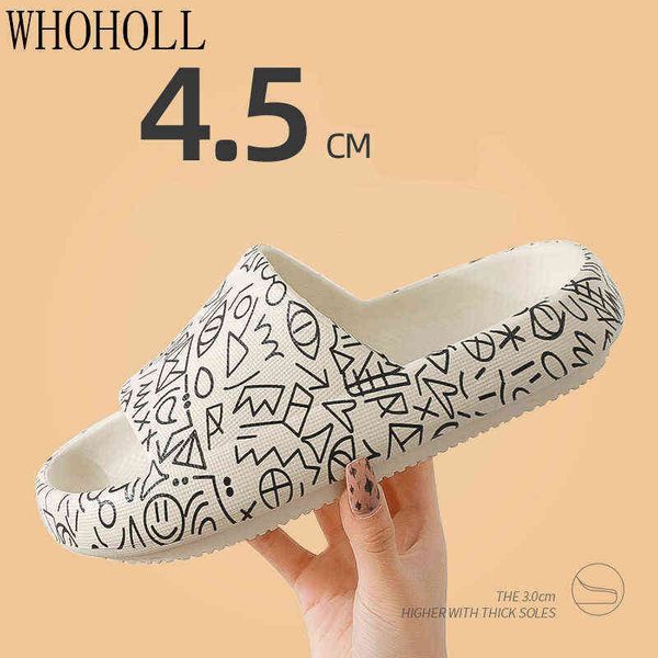 

2021 luxury brand slides indoor womens slippers graffiti casual beac eva non-slip thick-soled flip flops t220728, Black