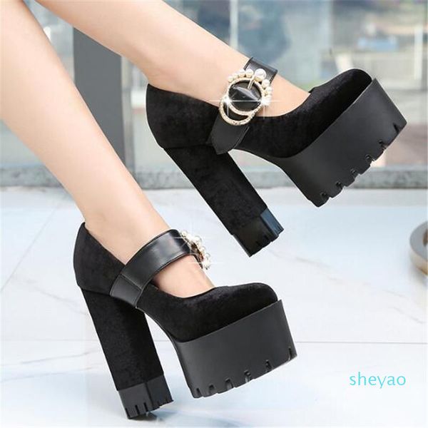 

dress shoes pumps spring autumn faux suede wedding thick bottom super high heel, Black