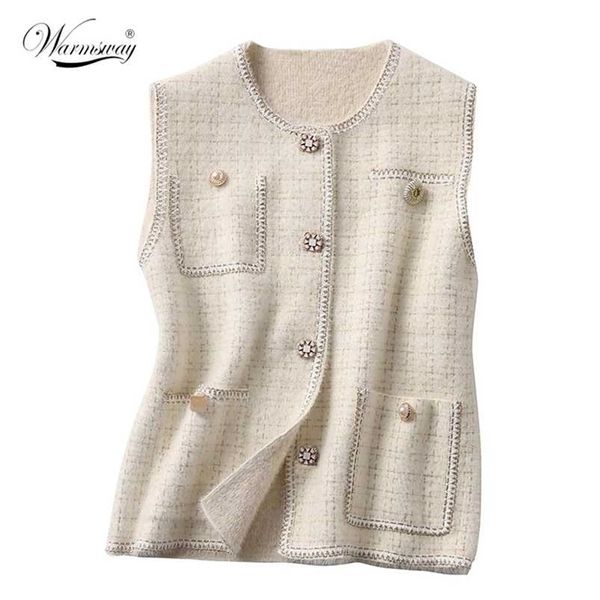 

spring women vest faux mink fur luxurious singlebreasted waistcoat knitted sweater sleeveless oversized jacket c260 211109, Black;white