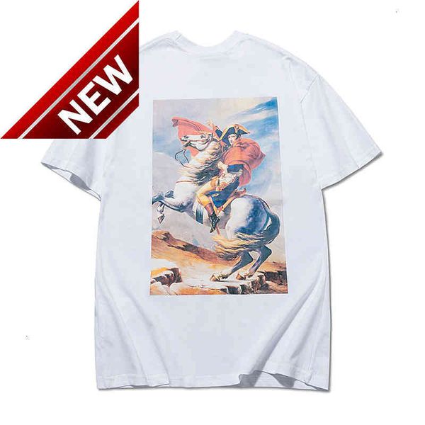 

50% off discount version fog double thread high essentials stamping knight oil painting hd direct spray printing short sleeve lovers t-shirt, White;black