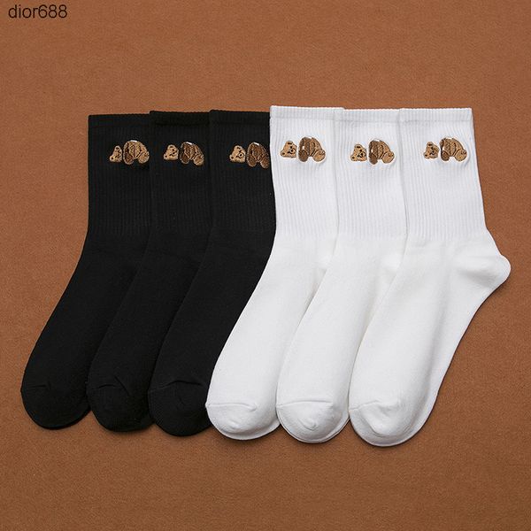 

palm tree decapitated cub embroidered women's socks, Black