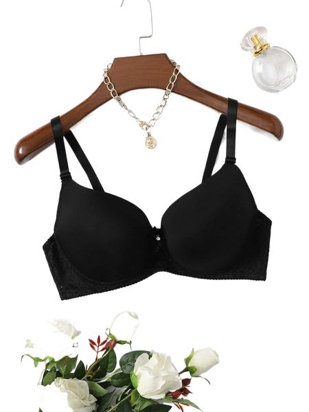 

plus lace push up bra 59vu#, Black;white