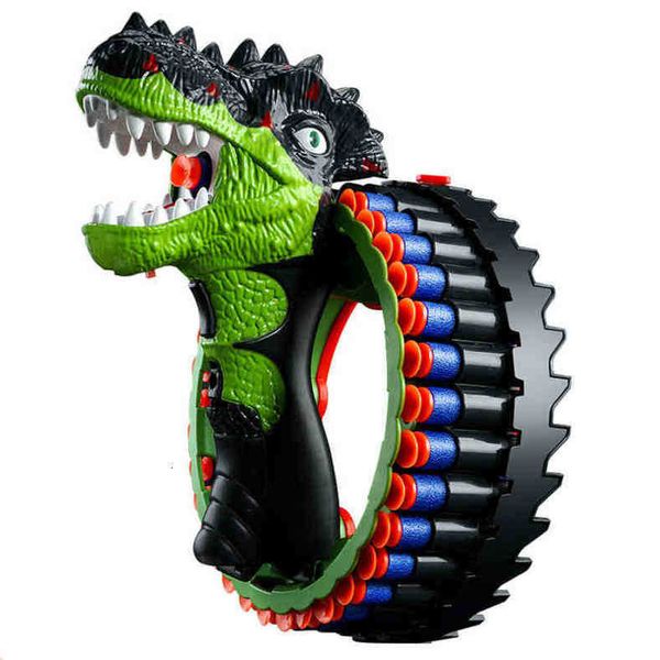 

novelty games children's dinosaur bracelet electric continuous gun large capacity competitive shooting soft bullet toy pistol head bull