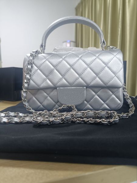

x 22ss hand flap bag classic caviar grain cowhide leather quilted plaid weave chain gold hardware shoulder messenger bag luxury designer lad