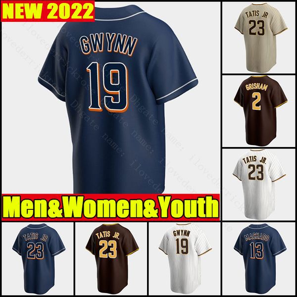 

2022 fernando tatis jr. 13 manny machado jersey 9 jake cronenworth 19 tony gwynn 29 dinelson lamet baseball jerseys mens women youth wil mye, Blue;black