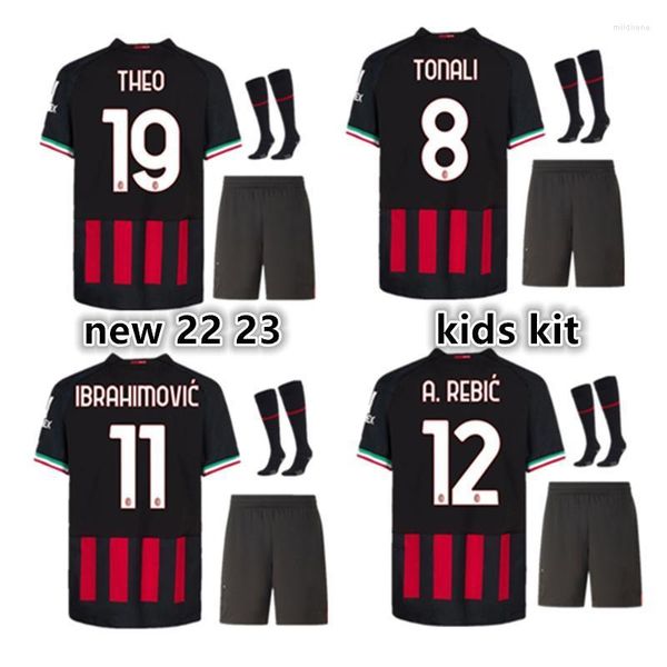 Camisetas masculinas de alta qualidade 21 22 23 camisa de kit infantil de milane tonali theo kessie r.leao giroud milanes camisa de camisa Mild22